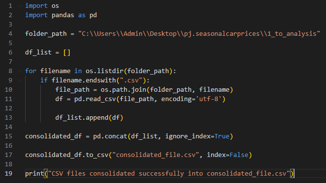 Python script for consolidating multiple CSV files from three scraping intervals